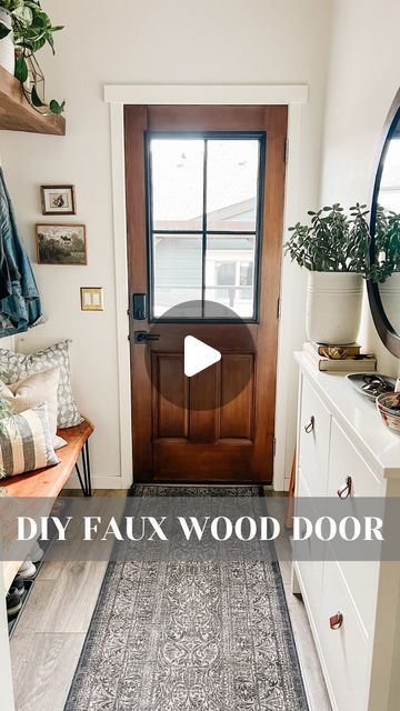 Bailey Powell on Instagram: "Comment “supplies” and I’ll send you the Amazon link to shop for everything you need to complete this project! So easy! 🇨🇦🇺🇸

Here’s the tutorial lots have been asking for! This is such a doable project with a big impact. To summarize:

1. I cleaned the door really well with a prepaint cleaner.
2. I did two coats with the wood fibre paint. I did it all with a brush and tried to create “wood grain” with my brush strokes. 
3. I heavily applied GEL stain with a rag then used a chip brush to spread it evenly and again give the appearance of wood grain. 
4. After a looong time drying (a few days), I applied two coats of triple thick poly topcoat. 
5. I replaced the hardware and added the faux window mullions. 

Let me know if you have any questions in the commen Gel Stain On Front Door, Gel Stain On Metal Front Door, Faux Wood Door Paint, Wood Door Paint, Window Mullions, Faux Wood Paint, Metal Front Door, Faux Window, Amazon Link