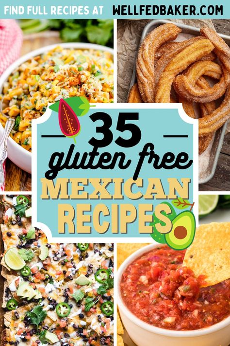 Who doesn't love Mexican food for dinner? This collection of 35 amazing gluten free Mexican recipes has something for everyone. With everything from enchiladas to margaritas, you're going to find the perfect recipe for Cinco de Mayo or your next taco night! Celiac Mexican Recipes, Gf Mexican Recipes, Mexican Food Recipes Gluten Free, Gluten Free Mexican Food, Gluten Free Tacos Recipes, Mojito Party, Purewow Recipes, Gluten Free Mexican, Gluten Free Mexican Recipes