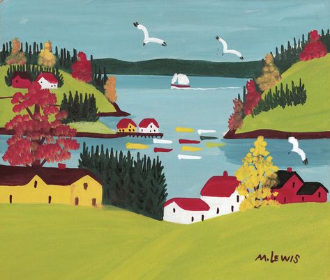 Maudie Lewis, Maud Lewis, Art Ancien, Tableau Art, Contemporary Abstract Art, Canadian Art, Abstract Landscape Painting, Naive Art, Folk Art Painting