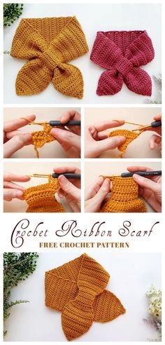 Cowl Patterns, Crochet Scarf For Beginners, Keyhole Scarf, Simple Scarf Crochet Pattern, Crochet Cowl Free Pattern, Crochet Cowls, Ribbon Scarf, Crochet Neck Warmer, Crochet Scarf Pattern Free