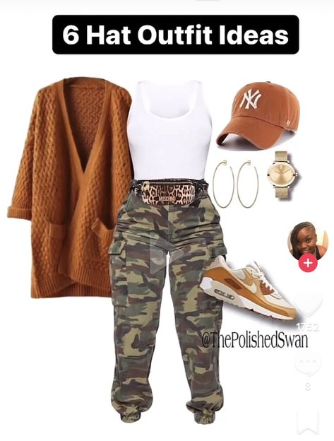 Outfit Inspo For Women, Camouflage Fashion, Plus Size Fall Outfit, Afrikaanse Mode, Camo Pants, Classy Casual Outfits, Cute Swag Outfits, Outfits With Hats, Looks Chic