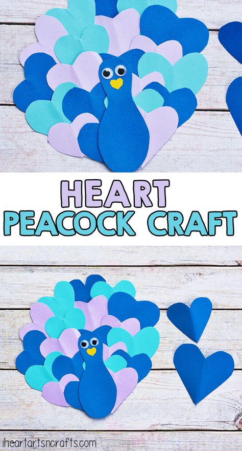 Kunst For Barn, Step Ideas, Learning Crafts, Peacock Crafts, February Crafts, Preschool Craft, Valentine's Day Crafts For Kids, Preschool Valentines, Valentines Crafts