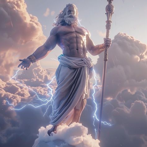 ✨King of the gods, ruler of the sky, Zeus, From the top of Olympus rules the world. With his rod, the lightning flashes, All the gods will heed his word.✨ ✨ ✨ ✨ #aiart #digitalart #digitalillustration #digitalartist #digitalartwork #man #god #zeus #midjourney Zeus God Of Thunder, Mythological Gods, God Of Lightning, Zeus God, God Zeus, Gods Will, Lightning Flash, Greek Mythology Art, The Lightning