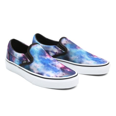 Galaxy Tie Dye, Dye Shoes, Tie Dye Shoes, Black Casual Shoes, How To Dye Shoes, Vans Classic Slip, Black And White Shoes, High Top Vans, Vans Slip On