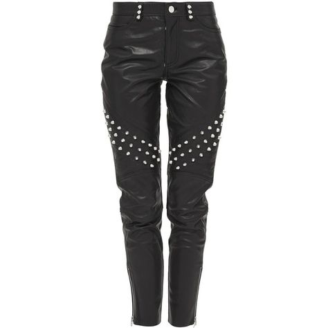 Topshop Leather Studded Trousers ($260) ❤ liked on Polyvore featuring pants, black, leather pants, real leather pants, button pants, zip pants and leather zipper pants Real Leather Pants, Button Pants, Zipper Pants, Black Leather Pants, Leather Zipper, Pants Black, Real Leather, Parachute Pants, Leather Pants