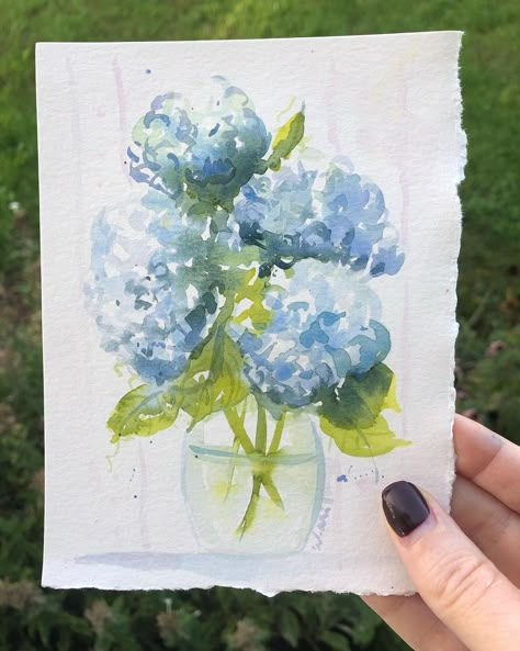 Wendy Millard on Instagram: “Mini hydrangeas in watercolour. #watercolor #wendymillardart #watercolorpainting #hydrangea #floral #floralart #botanicalflowers…” Hydrangea Bouquet Drawing, Hydrangea Painting Watercolors, Watercolor Hydrangea Step By Step, Hydrangea Watercolor Painting, Mini Hydrangeas, Hydrangea Drawing, Watercolour Hydrangea, Blue Hydrangea Watercolor, Watercolor Hydrangeas