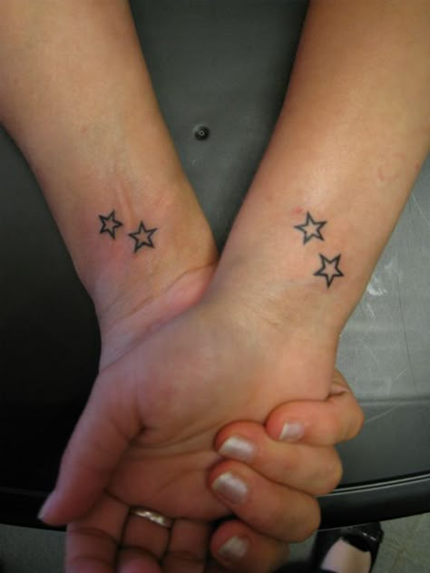 Smaller Tattoo Ideas, 2 Stars Tattoo, Cool Star Tattoos, Star Tattoo Men, Star Stick And Poke Tattoo, Stars Tatoos, Two Stars Tattoo, Tattoo Ideas Stars, Matching Star Tattoos