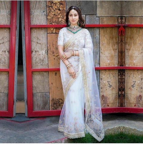 Sari Shop, Bollywood Designer Sarees, White Saree, Wedding Saree Indian, Net Saree, Net Fabric, Indian Sari, Indian Bollywood, Lace Border