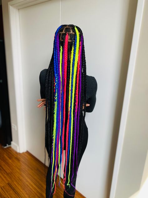 Lime Green Knotless Braids, Knotless Braids With Green, Colored Knotless, Neon Braids, Colored Knotless Braids, Future Hairstyles, Knotless Braids, Neon Color, Bright Color