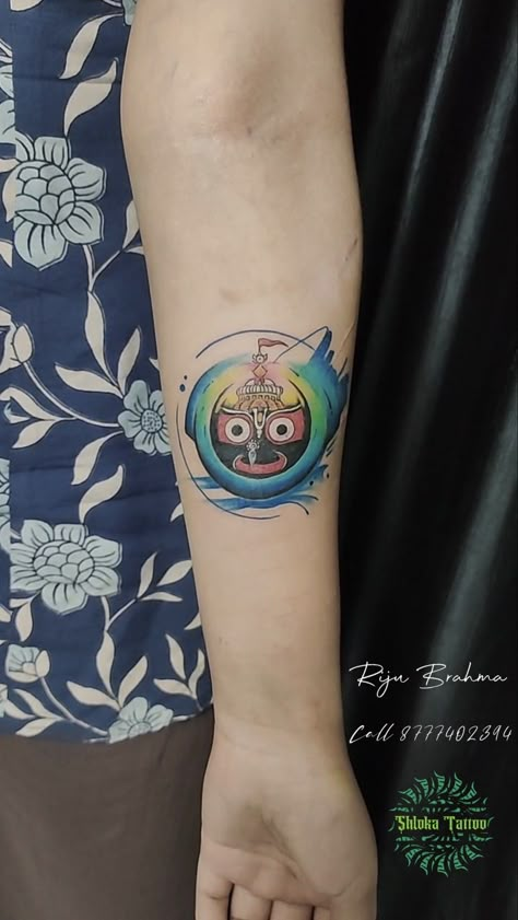 Lord Jagannath Tattoo design , Jagannath Tattoo Hindu Tattoos, Colour Tattoo For Women, Krishna Tattoo, Om Tattoo Design, Band Tattoo Designs, Armband Tattoo Design, Shiva Tattoo Design, Om Tattoo, God Tattoos