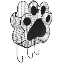 Dog Bathroom Decor, Metal Wall Basket, Dog Daycare Business, Cat Room Decor, Pet Store Ideas, Black Paw Print, Dog Room Decor, Dog Leash Hook, Puppy Room