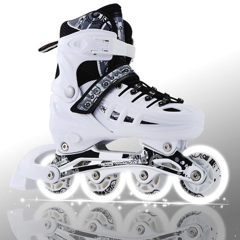 CLEBAO 4 Types Size Adjustable Inline Skates Kids Adults for Outdoor Flash Men and Women Inline Skates Beginners Featuring All Illuminating Wheels Roller Shoes Pu High Elastic Wear Wheel Inline Roller Skates, Hybrid Bicycle, Vertical Bike, Kids Skates, Roller Skate Shoes, Roller Shoes, Inline Skates, Outdoor Training, Inline Skating