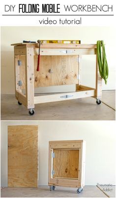 Gerobak Dorong, Sofa Santai, Folding Workbench, Mobile Workbench, Workbench Plans Diy, Small Workspace, Diy Workbench, Interior Vintage, Garage Work Bench