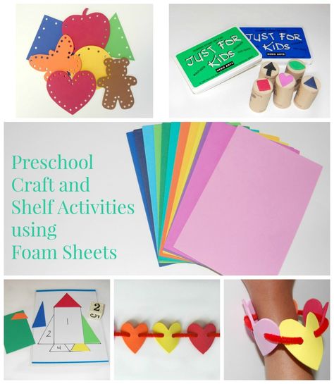 Craft and Shelf Activities using Foam Sheets for the Preschool Classroom Foam Paper Crafts For Kids, Foam Board Crafts, Foam Sheet Crafts, Foam Art, Preschool Craft, Foam Shapes, Gift Box Template, Shape Crafts, Valentines School