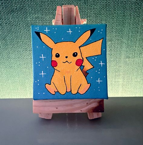 Pikachu Painting, Pokémon Painting, Pikachu Fanart, Pokemon Painting, Paint Inspo, Birthday Painting, Canvas Art Projects, Posca Art, Painting Canvases