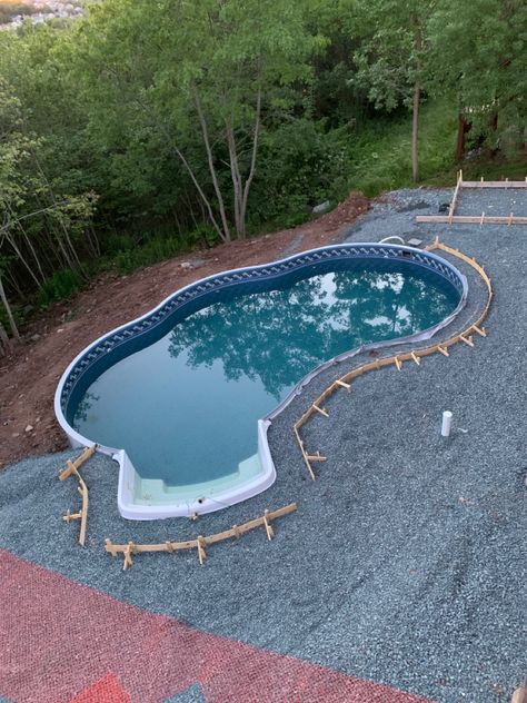 Pool On A Slope, Large Retaining Wall, Swimming Pools Ideas, Ideas De Piscina, Semi Inground Pool, Dreamy Backyard, Pools Ideas, Semi Inground Pools, Covered Patio Design