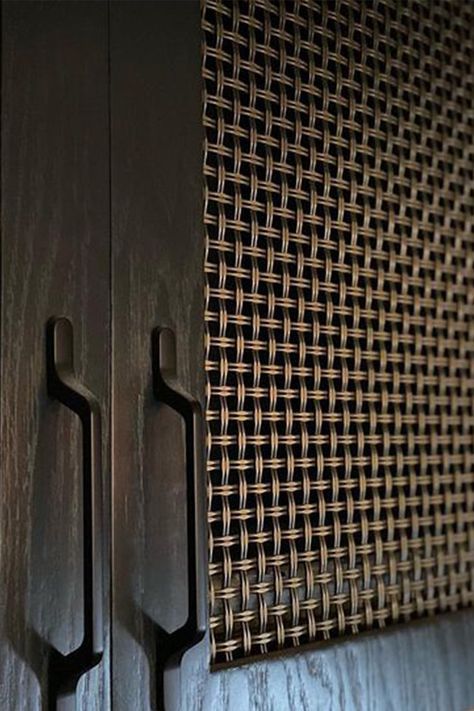 Cabinet Interior Design, Metal Mesh Screen, Cabinet Interior, Decorative Metal Screen, Hospitality Interior Design, Indian Home Design, Metal Grid, Mesh Pattern, Mesh Door