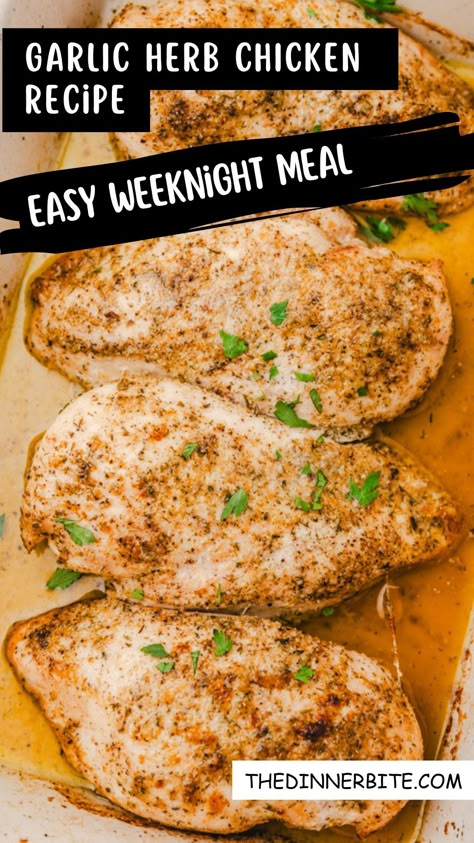 Savory, juicy, and oh-so-delish! 😋 Introducing our Garlic Herb Chicken - the ultimate easy-to-make weeknight meal! Say hello to tender chicken infused with flavorful garlic and herbs. It's a crowd-pleaser and perfect for busy weeknights! 🍽️👨‍🍳 Garlic Herb Marinade Chicken, Lemon Garlic Herb Chicken Marinade, Lipton Savory Herb And Garlic Chicken, Garlic And Herb Chicken Marinade, Garlic Herb Baked Chicken, Garlic Herb Chicken Marinade, Lipton Savory Herb And Garlic Recipe, Garlic And Herb Seasoning Recipe, Garlic Herb Chicken Breast