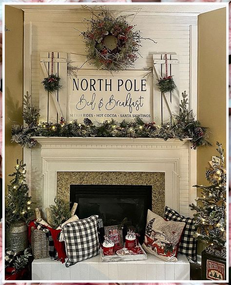 Christmas Mantel Decorating Ideas - Want more information and details? Click to visit for more tips. Christmas Mantel Decorating Ideas, Mantel Decorating Ideas, Diy Felt Christmas Tree, Christmas Lights Garland, Mantel Decorating, Christmas Fireplace Decor, Christmas Farmhouse, Christmas Mantel, Christmas Mantel Decorations