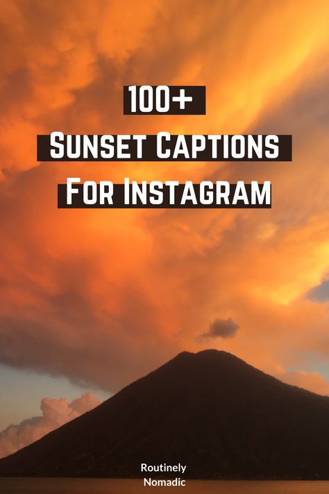 Did you just experience the most amazing sunset and are now looking for sunset quotes or the perfect sunset captions for Instagram? Here are some the most beautiful, romantic, short, inspirational and funny quotes about sunsets including ones about sunset on the beach, sunset and the sky and sunrise and sunset. Find the best one that fits your experience, picture or just inspires you! Perfect Sunset Quotes, Sunset Meaning Quotes, Short Caption For Sunset Picture, Sunset Picture Captions For Instagram, Captions For Sunrise Pictures, Sunset With You Quotes, Caption For Sunset Picture, Sunset Lover Quotes, Sunset Sayings