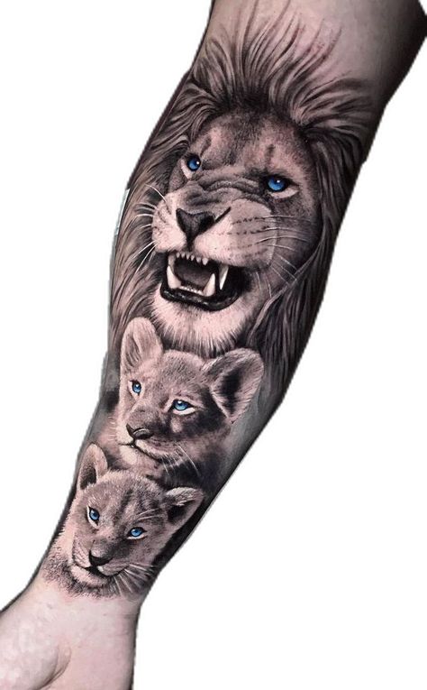 Cubs Tattoo, Lion Tattoos, Beautiful Lion, Cool Arm Tattoos, Forearm Sleeve Tattoos, Amazing Tattoos, Male Lion, Ink Ideas, Tattoo Sleeve Designs