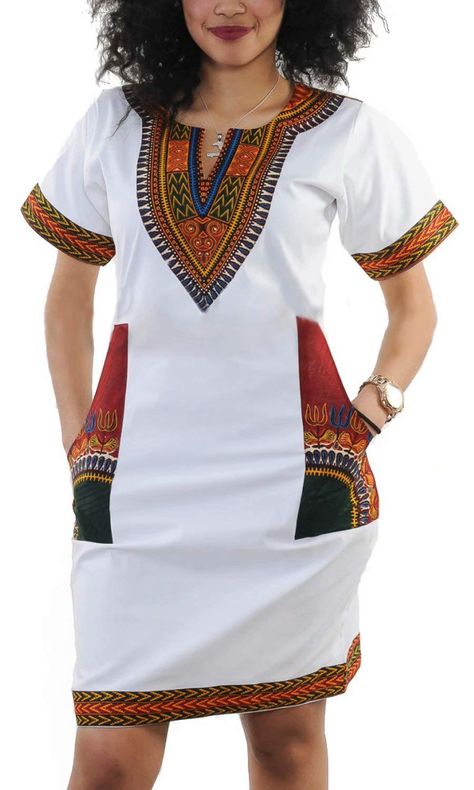 PRICES MAY VARY. 90% Polyester, 10% Spandex Pull On closure Hand Wash Only Features: stretchy bodycon midi dress, vintage traditional african attire print, summer v neck shift dress, short sleeve dress with pockets Boho ethnic traditional print short sleeve split african bodycon dress Triabl printed pattern is hot and it's exactly how the picture looks African boho dresses perfect for you to wear to Work / dance party / ball / holiday vacation / family gethering / beach / homecoming / streetwear African Dashiki Dress, African Print Shirt, Casual Beach Dress, Dashiki Dress, Summer Shift Dress, African Dashiki, Afrikaanse Mode, African Print Dresses, Printed Shirt Dress