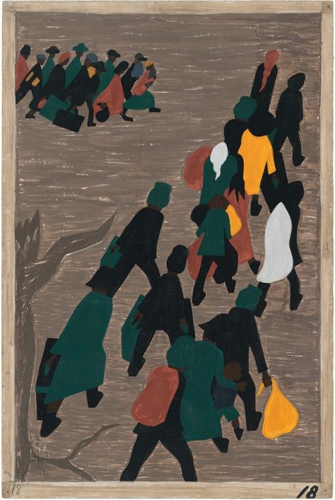 Jacob Lawrence, The migration gained in momentum. (1941) Jacob Lawrence, Harvard Yale, Seattle Art Museum, American University, The Great Migration, Seattle Art, Art Premier, Art Africain, African American Art