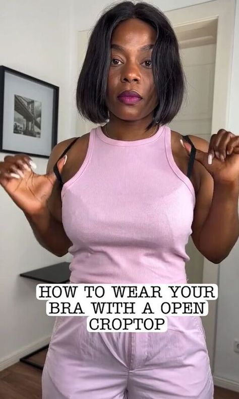 How To Make Your Bra Not Show, How To Wear Tank Tops With Bras, What Bra To Wear Under Tank Tops, Bra For Halter Top, Open Crop Top, Without Bra, Bra Hacks, Round Neck Shirt, Spaghetti Strap Top