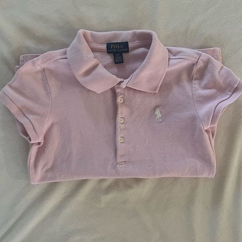 Polo By Ralph Lauren Girls Shoet Sleeve Polo Shirt Size: Kids Small (7) Color: Light Pink New Without Tags - I Purchased For My Daughter At The End Of The Summer And She Grew Out Of It Before The Next Summer. It Has Been Hanging In Her Closet For 9 Months. Pet Free, Smoke Free Home Cute Pink Collared Top, Pink Polo Shirt Outfit Woman, Pink Ralph Lauren Shirt, Polo Shirt Girl, Polo Shirt Outfits, Pink Polo Shirt, Church Clothes, Roblox Clothes, Pink Polo