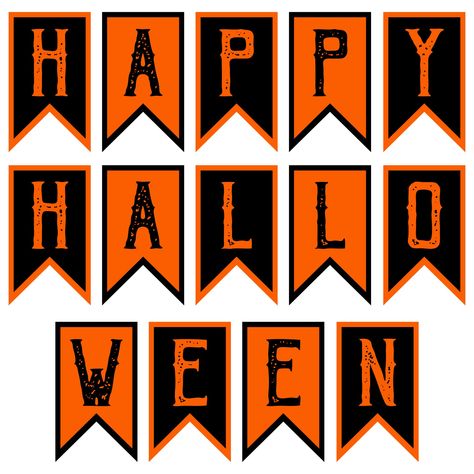 Print Out Halloween Decorations, Halloween Flag Free Printable, Heloween Decoration Ideas, Printable Halloween Garland, Halloween Printables Decorations, Diy Happy Halloween Banner, Printable Halloween Templates, Halloween Banner Free Printable, Halloween Free Printables Templates