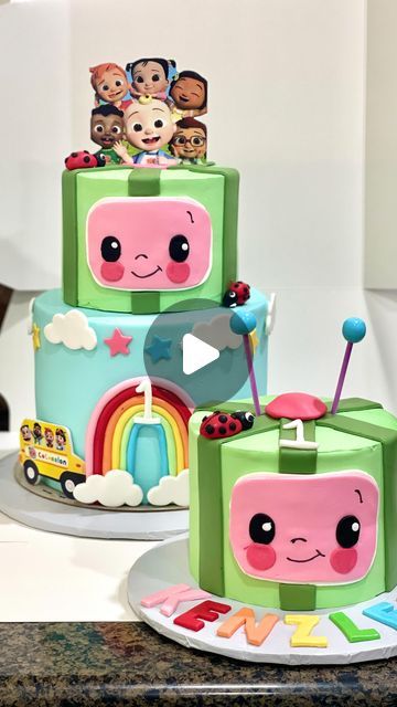 Kasey Bakes/ Kasey Sereal Whitehead on Instagram: "Cocomelon Birthday cake & Smash cake 🌈 

#cocomelon #cocomelonparty #cocomelonbirthday #cake #reels #baker #cakedecorating #cakes #cakeartistry #party #celebrate #one #firstbirthday #smashcake" Cake Cocomelon, Cocomelon Birthday Cake, Cake Reels, Cocomelon Cake, Cake Smash Cake, Cocomelon Birthday, Birthday Cake Smash, Birthday Cake Kids, Smash Cake