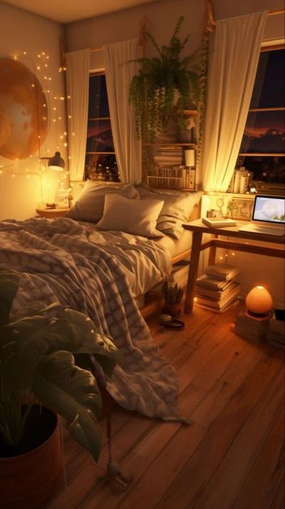 Cozy Fall Bedroom: How to Make Your Bed Nice and Warm on Chilly Fall Nights | Room Decor Tips | Ever Lasting Blog Cozy Garden Bedroom, Natural Color Room Decor, Cosy Aesthetic Room, Cozy Brick Cottage, Glowy Room Aesthetic, Warm Fuzzy Feeling Aesthetic, Bedroom Against Wall, Cottagecore Room Ideas Aesthetic, Virgo Room Aesthetic