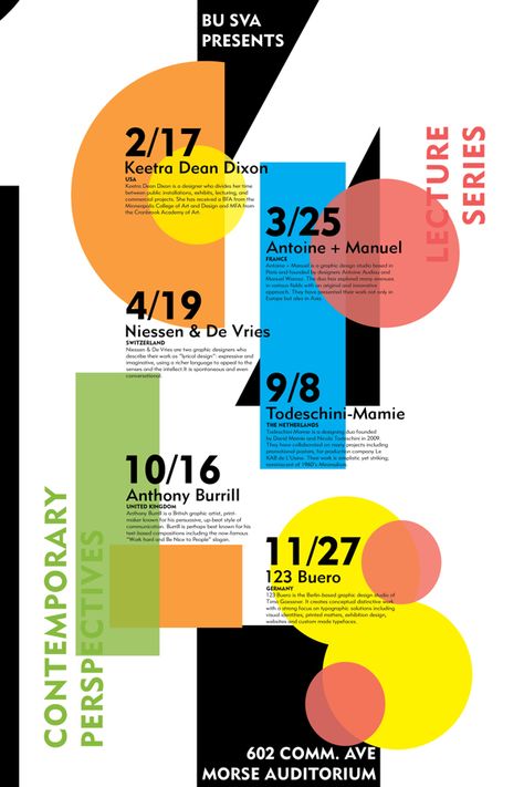 Contemporary Perspectives Lecture Series Poster by Dayna Lee, via Behance Lecture Poster Design, Schedule Design Layout, Grid Design Layout, Lecture Poster, Typographic Poster Design, Conference Poster, Creative Typography Design, Book And Magazine Design, Series Poster