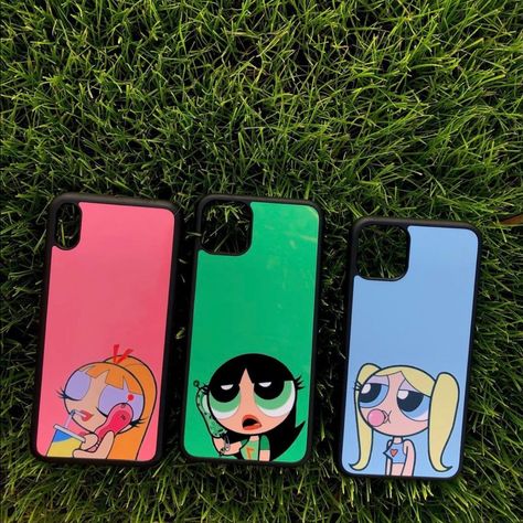 Powerpuff Girls Phone Case, Trio Phone Cases, Bestie Phone Cases, F1 Poster Design, Bff Phone Cases, Glass Cases, Back Cover Design, Friends Phone Case, Matching Phone Cases