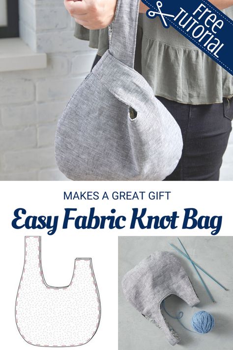 Easy Fabric Knot Bag Knot Bag Pattern, Sewing With Scraps, Kids Clothes Patterns, Japanese Knot Bag, Knot Bag, Sewing To Sell, Scrap Fabric Crafts, Sewing Fleece, Japanese Bag