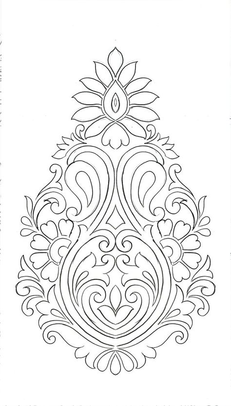 Designs for Aari or Maggam Embroidery - Printable - Knotty Threadz Alpona Design, Pola Manik, Pola Bordir, Muster Tattoos, Flower Drawing Design, Border Embroidery Designs, Islamic Art Pattern, Border Embroidery, Pola Sulam