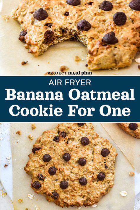 Oatmeal Cookie For One, Air Fryer Oatmeal Cookies, Air Fryer Oatmeal, Cookie For One, Air Fryer Banana, Banana Oat Cookies, Small Batch Cookies, Cinnamon Banana Bread, Oatmeal Breakfast Cookies