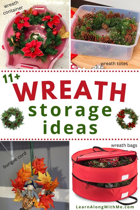 Do you have a lovely wreath you want to display again next year? Check out these wreath storage ideas. 
Hopefully at least one of these ideas will work for your wreath collection.

It includes different wreath storage bags, wreath storage containers, and ways to store wreaths with things you probably already have around the house. 

Check it out and be prepared to store your beautiful wreaths.

#Christmasdecorations  #Christmas  #Falldecor  #wreathstorageideas Store Wreaths Ideas, Wreath Organization Storage Ideas, Storing Wreaths Ideas, Wreath Storage Ideas Organizing, How To Store Wreaths, Wreath Storage Ideas, Storing Wreaths, Wreath Storage Containers, Store Christmas Lights