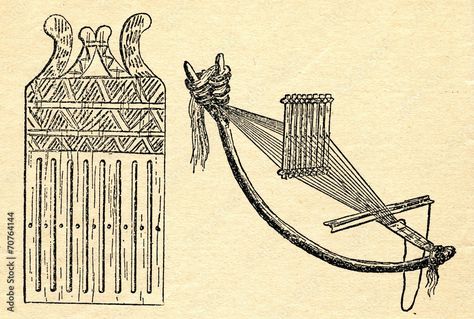 Ancient weaving device - bow loom Stock Photo | Adobe Stock Viking Crafts, Tablet Weaving Patterns, Weaving Loom Diy, Inkle Weaving, Weaving Looms, Loom Craft, Peg Loom, Inkle Loom, Card Weaving