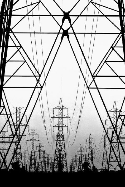 Electric Electricity. Power Lines Power. Mega Robot Robert Doisneau, Power Lines, Foto Art, Urban Environment, Abstract Photography, Health Matters, Safety Tips, Photography Inspiration, Poster Design