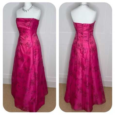 Dark Pink Prom Dress, Strapless Pink Dress, 90s Prom Dresses, Vintage Dresses For Sale, 90s Prom, Vintage Prom Dress, Robes D'occasion, Pink Strapless Dress, Pink Prom Dress