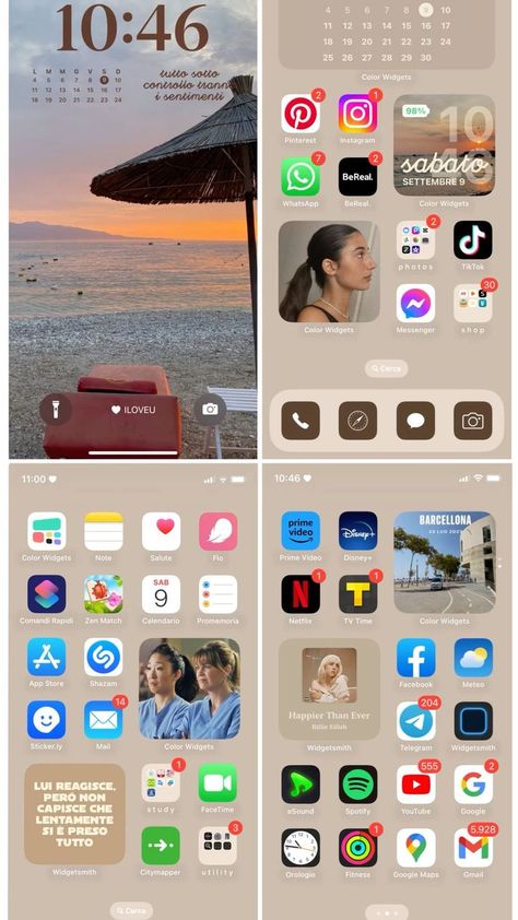 Iphone Aesthetic Home Screen Ideas, Iphone Pages Ideas, Apple Screen Ideas, Organiser Son Telephone, Home Iphone Ideas, Phone Layout Ideas Iphone, Customize Phone Screen, Organisation Telephone Aesthetic, Organize Iphone Home Screen