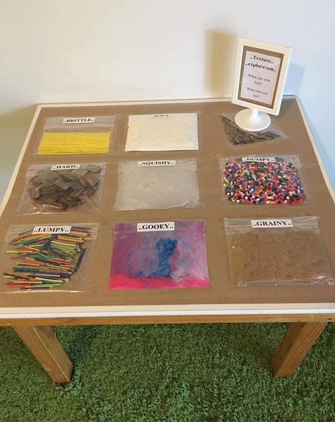 Daycare Table Activities, Wobbler Classroom Ideas, Reggio Sensory Table, Sensory Space Ideas, Preschool Nursery Room, Science Table Ideas For Preschool, Toddler Eyfs Activities, Sensory Table Ideas 1 Year, Sensory Tables For Preschool