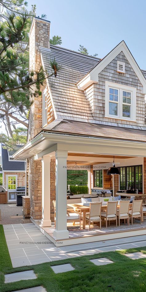 An updated house exterior featuring Cape Cod architectural elements and contemporary touches. Modern Cape Cod House Exterior, Modern Cape Cod House, Fancy House Design, Modern Cape Cod, Cape Cod Architecture, Cape Cod House Exterior, Lake Houses Exterior, Exterior House Remodel, Cape Cod Style House