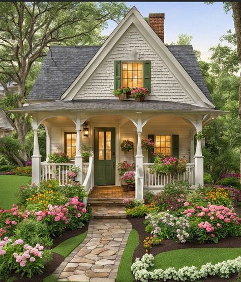 Floral House Exterior, Small Victorian Homes, Floral House, Small Cottage Homes, Garden Ideas Cheap, Beautiful Angels Pictures, Classy Decor, Small Cottage, Cute House