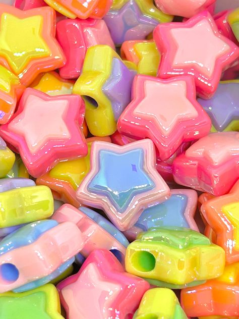 ♥ Add a touch of whimsical sparkle to your creations with our chunky iridescent AB pastel star beads. Each bead boasts a two-toned design, casting a mesmerizing glow that perfectly encapsulates the magical essence of starry nights ♥ Dimensions: 18mm x 18mm X 10mm, with 2mm hole. ♥ Made from acrylic Space Cute Aesthetic, Pink Kidcore Aesthetic, Pastel Kidcore Aesthetic, Y2k Candy, Harajuku Aesthetic, Pastel Beads, Star Beads, Starry Nights, Teen Room Decor