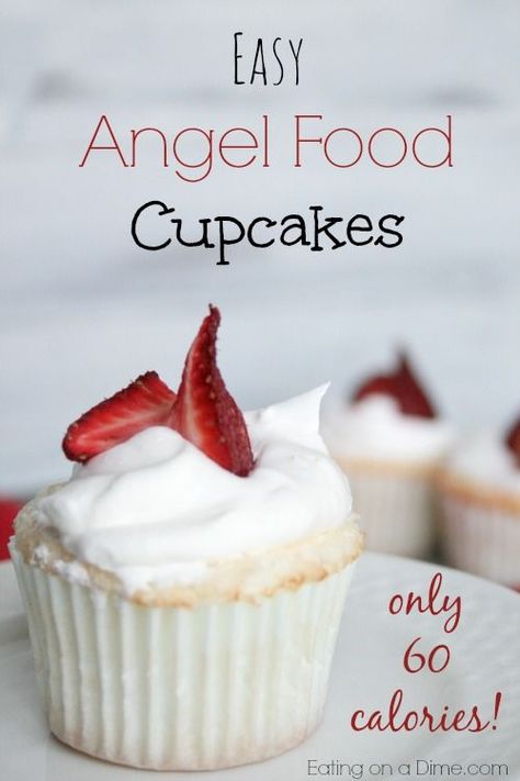 Angel Food Cupcakes, Low Cal Dessert, Food Cupcakes, Coconut Dessert, Brownie Desserts, Low Calorie Desserts, No Calorie Foods, 100 Calories, Angel Food