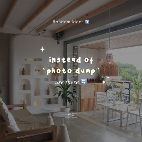 instead of “photo dump”, use these. 🥰 #photodump #caption #notes #instagramtips #randomthoughts #fyp #margesn #smm Instagram Tips, Photo Dump, Thread