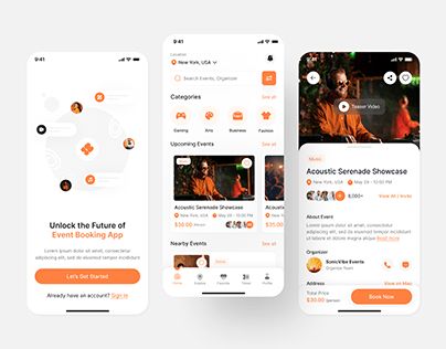 Event Booking App, Ui Design App, Event App, App Design Layout, Uiux Design, E Ticket, Mobile Ui Patterns, Booking App, Create Account