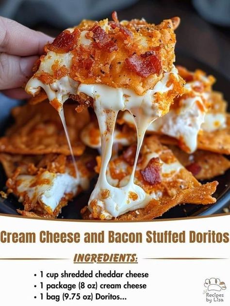 Best recipes with chef james martin | Cream Cheese and Bacon Stuffed Doritos Recipe 🧀🥓 | Facebook Stuffed Doritos, Recipes Cream Cheese, Doritos Recipes, Meal Prep For Beginners, Delicious Seafood Recipes, Tailgate Food, Recipes Appetizers And Snacks, Kraft Recipes, Fun Baking Recipes